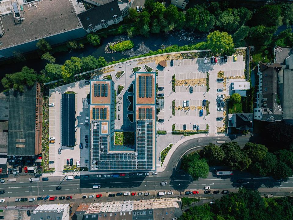 Luftbild senkrecht von oben: Außenanlagen der Vorwerk-Hauptverwaltung in Wuppertal